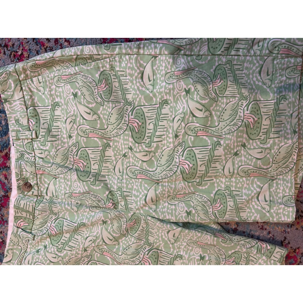 Vineyard‎ Vines Mens Pelican Fish Print Breaker Shorts Green White Size 35
